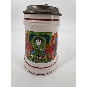 Vintage GERZ‎ W Germany Ceramic Stein Mug Beer Tankard Virgo Zodiac